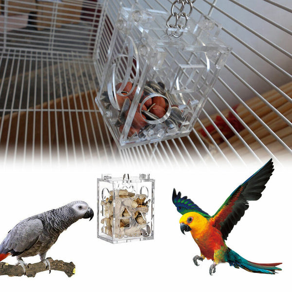 Birds Acrylic Food Fruits Accessory Foraging Feeder Cage Parrot Toys