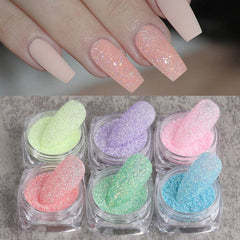 24PCS 12 Colors Nail Art Candy Glitter Powder Set Sugar Matte Effect Dipping DIY