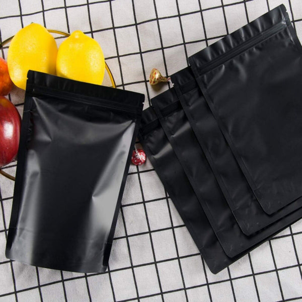 200PCS Black Aluminum Bag Mylar Foil Pouch Heat Sealer Food Storage Package Bags