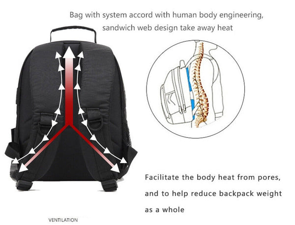 Large Waterproof DSLR SLR Camera Backpack Travel Bag for Nikon Canon Shackproof