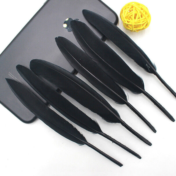 50pcs Black 10-15cm Goose Feathers DIY Craft Cake Party Wedding Decoration AU