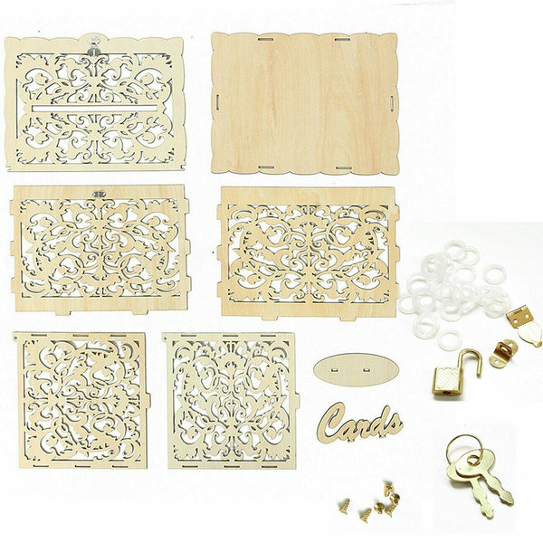 Au Wishing Well Card Box Decorative Wood Carved Wedding Engagement Party Rustic