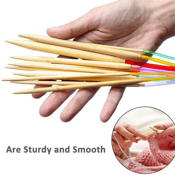 18PCS/Set 120CM Tube Carbonized Circular Bamboo Knitting Needles Yarn Tools AU