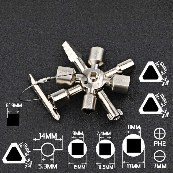 10in1 Multi Cross Triangle Square for Cabinet Elevator Key Switch Wrench Train