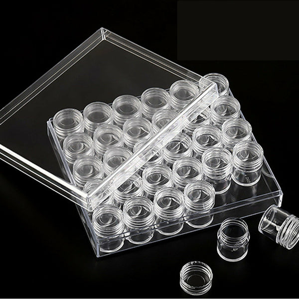 30PCS Craft Hobby Plastic Round Clear Container Box Bead Glitter Jar Storage Box