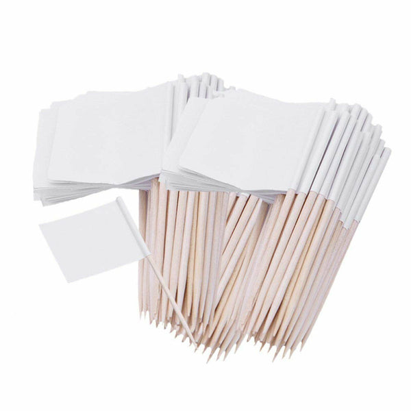 100PCS White Blank FLAG Bamboo Toothpicks Toothpick Cocktail Food Fruit Party AU