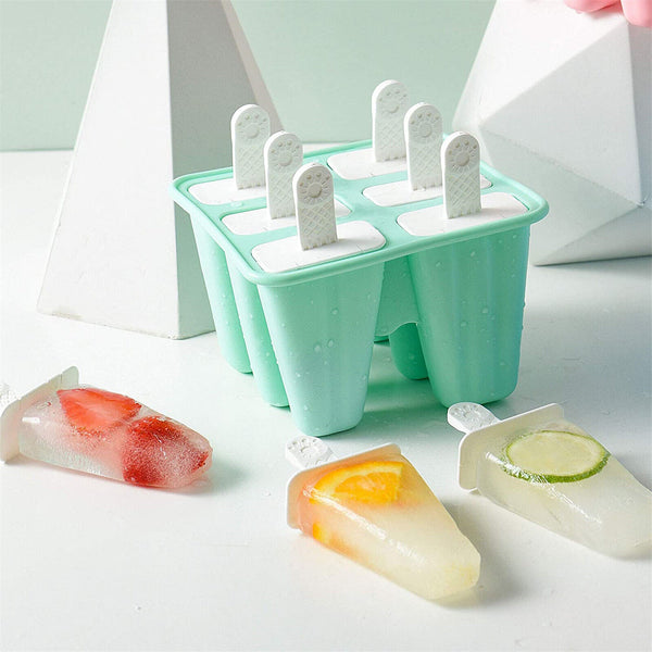 Silicone Ice Cream Mould Block 6 Cavity Frozen Molds Icy Pole Jelly Ice Lolly AU