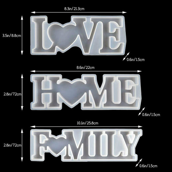 Large LOVE/HOME/FAMILY Letter Resin Casting Silicone Mold Making Epoxy Mould AU