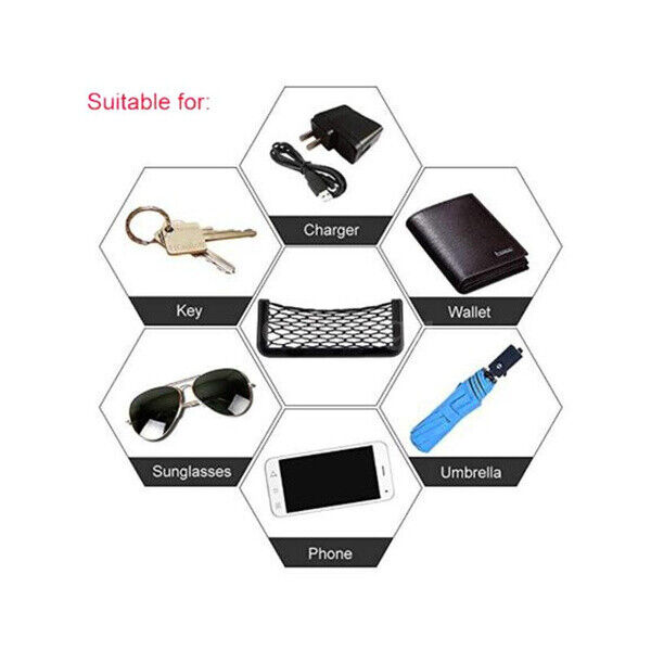 2x Medium Car Mesh Storage Holder Adhesive Net Pocket Phone Bag Card Black Truck