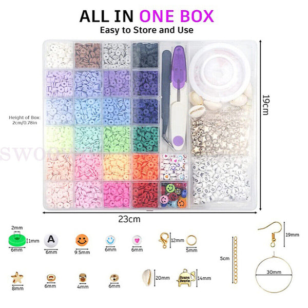 6000pcs Clay Heishi Beads Flat Beads Kit for Bracelets Necklace Earrings Anklets - Lets Party