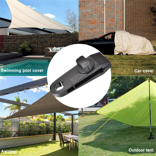 30/60X Tarp Clips Hangers Thumb Screw Camping Tent Clamps Lock Grip+Elastic Cord