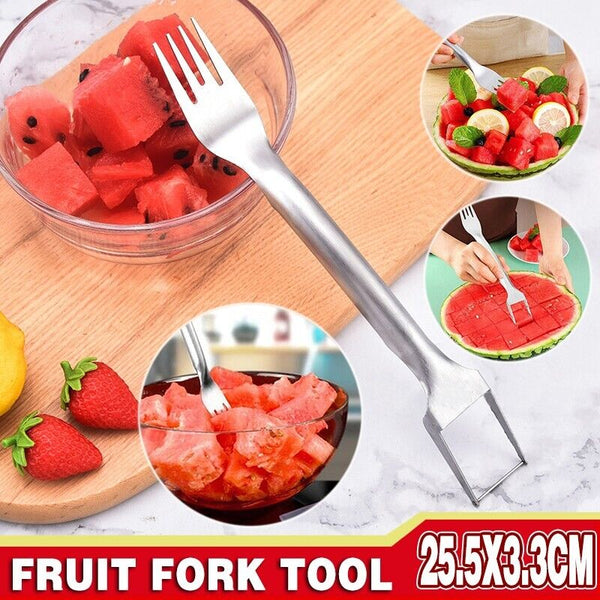 Multifunctional Watermelon Fork Slicer Cutter Stainless Steel Fruit Fork Tools