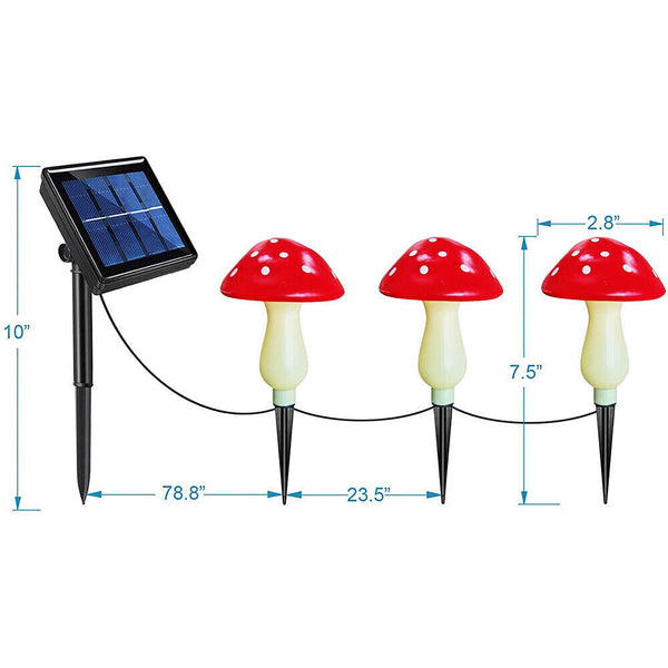 Solar Mushroom Fairy String Light LED Outdoor Garden Ornament Statues Yard Decor