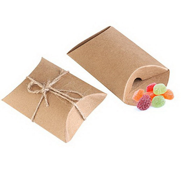 100pcs Candy Boxes Pillow Favor Gift Box Wedding Party Favour Kraft Paper