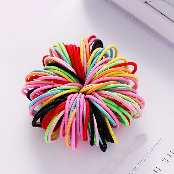 UP 1000PCS Hair Ties Elastic Band Snagless Ponytail Tie School Bubbles Colourful