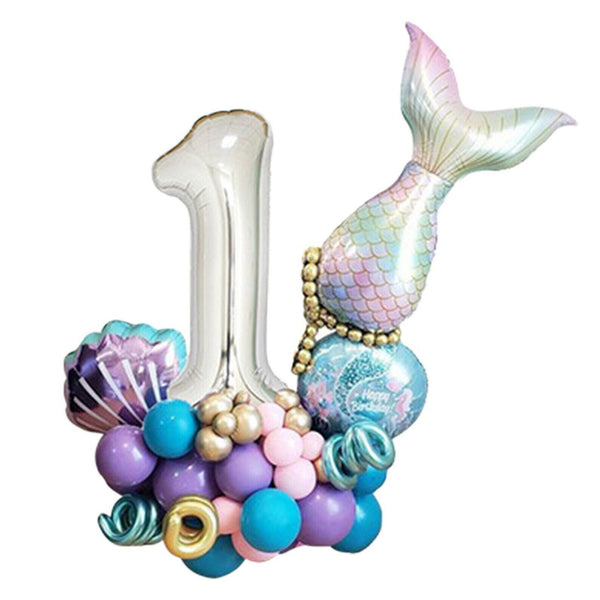 Mermaid Tail Shell Balloons Party Supplies 1st 2 3 4 Girls Birthday Decoration