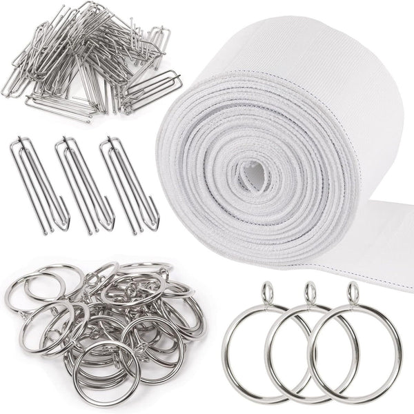 6M Curtain Heading Pleat Tape 4 Prongs Curtain Pleat Hook Clip Curtain Eyelet AU