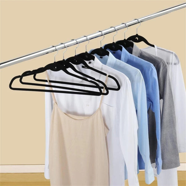 Up 100X Non-Slip Velvet Coat Hangers Space Saving Clothing Hook Rack Shirt Bulk