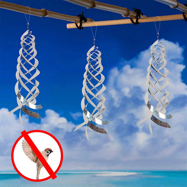 3/6PCS Rotating Reflective Rod Bird Repeller Bird Spiral Reflectors Scare Tools