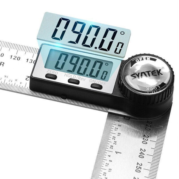 0-360° Digital Angle Finder 200mm Ruler Protractor Measure Meter Stainless Steel