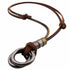 Men Women&#039;s Alloy Double Ring Cord Leather Pendant Necklace Adjustable Necklace