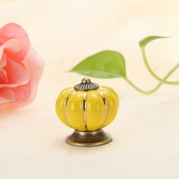 Vintage Ceramic Doorknobs Pumpkin Cupboard Kitchen Cabinet Drawer Pull Handle AU
