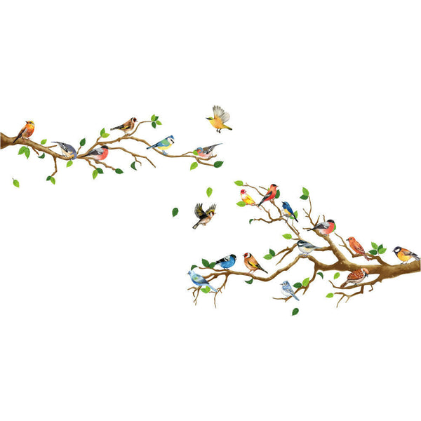 8pcs 130cm Removable Wall Stickers Birds on Tree Branch Wall Decor Decal Home