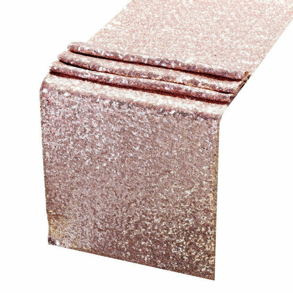2x 275cm Champagne Sequin Table Runners Cloth Wedding Party Tablecover Tableclot
