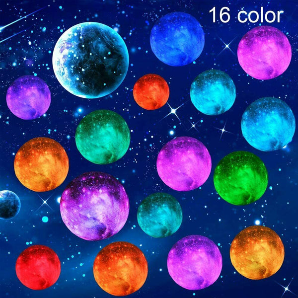 3D Moon Lamp Kids Night Light Galaxy Lamp 16 Colors LED Light Remote Control - Lets Party