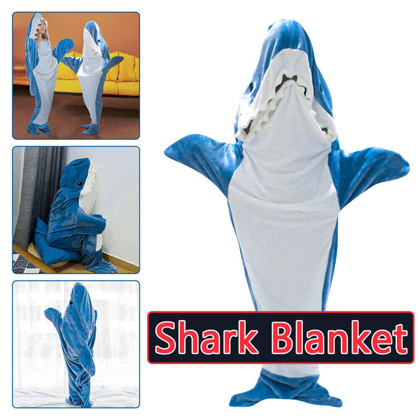 Shark Blanket Super Soft Cozy Flannel Hoodie Shark Sleeping Bag S-XXL