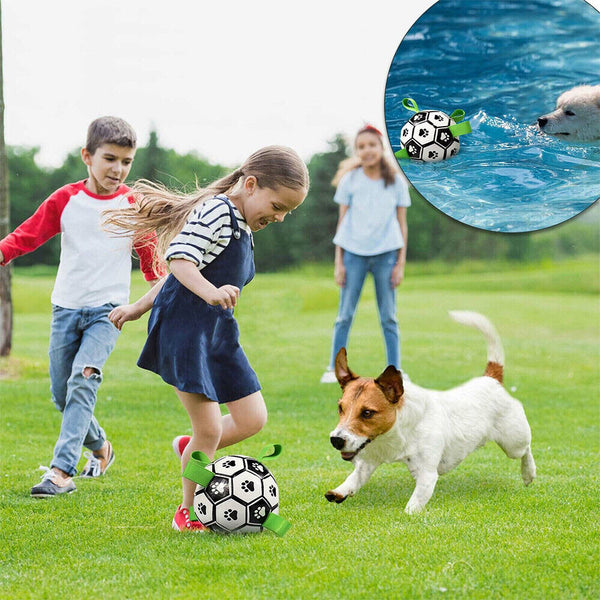 Interactive Toy w/Grab Water Tabs Tug Pet Football Dog Soccer Ball w/Pump