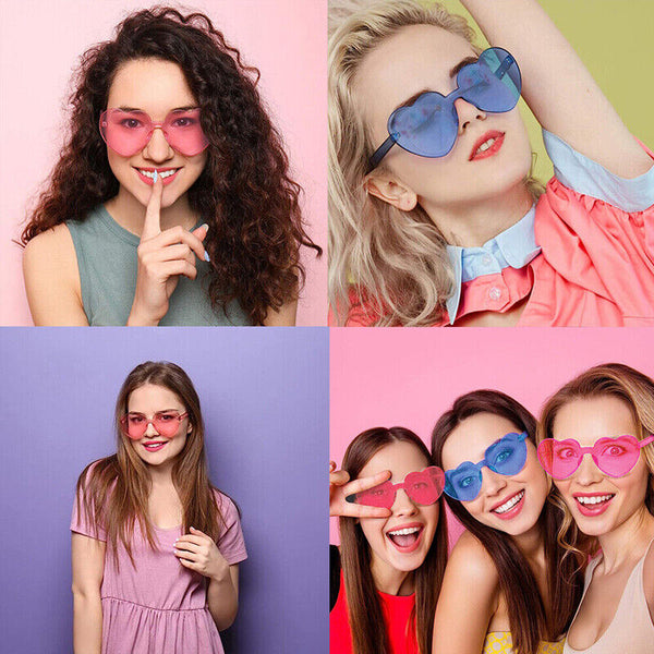 Love Heart Shape Sunglasses Fun Dress Party Festival Glasses Candy Colour AU