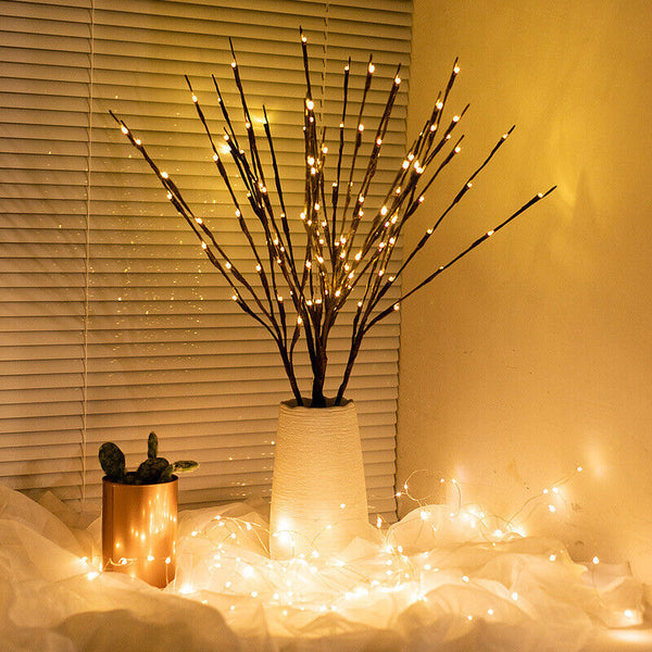 20 LED Twig Branch Fairy Light Flowers Tree Willow Night Lamp Home Xmas Decor AU