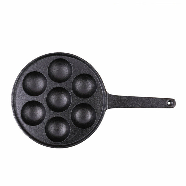 7Holes Dimple Cast Iron Poffertjes Mini Dutch Pancake Pan Handle Braised Octopus