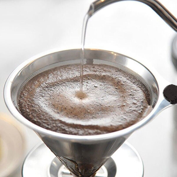 Coffee Tea Cup Drip Filter Mesh Holder Reusable Stainless Steel Pour Over Funnel