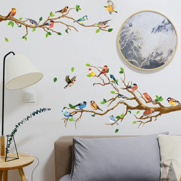 8pcs 130cm Removable Wall Stickers Birds on Tree Branch Wall Decor Decal Home