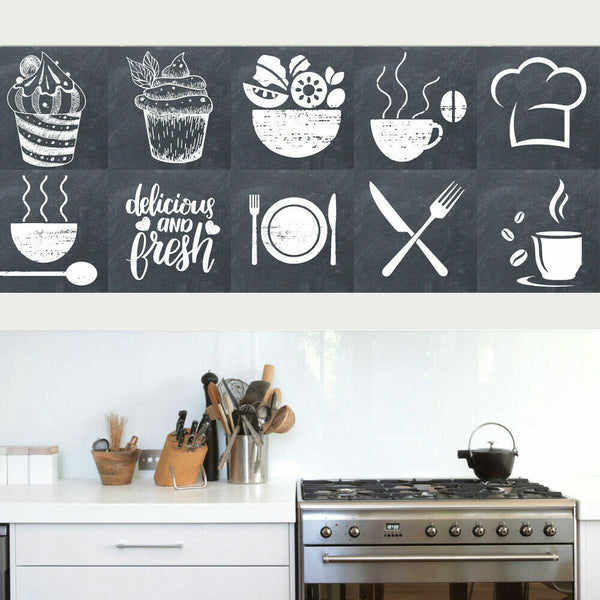 24x Mosaic Wall Tile Stickers Self-adhesive Kitchen Stick on tiles 15x15CM Decor
