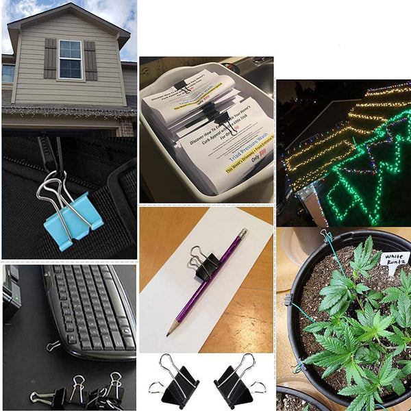 20PCS 5 Sizes Foldback Binder Clips Fold Back Clips Black Bulldog Clip Document