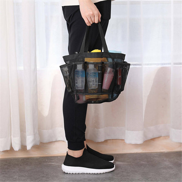 Mesh Shower Bag Caddy 8 Pocket Bathroom Tote Toiletry Bath Organizer Portable AU