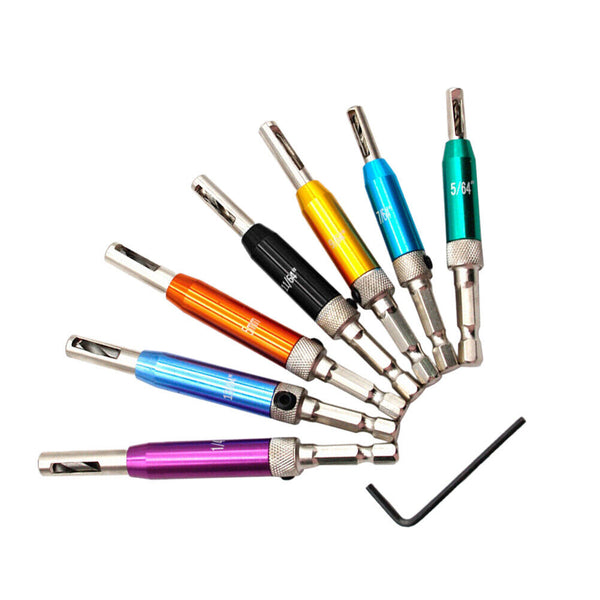 7Pcs Hex Shank Self Centering Hinge Drill Bit Door Hinge Locating Hole Drill Bit