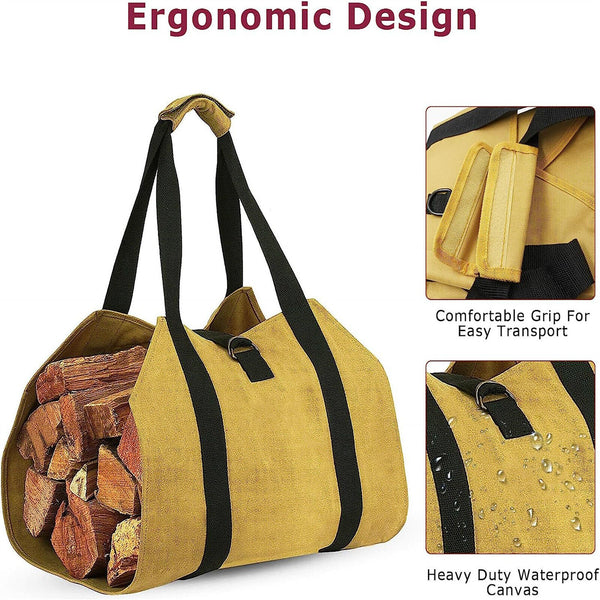 Potable Firewood Log Carrier Tote Bag Fireplace Wood Holder Big Storage Bag AUS