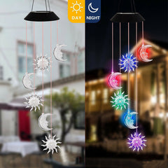 Solar Powered LED Light Hanging Wind Chimes Colour Changing Garden Outdoor Decor