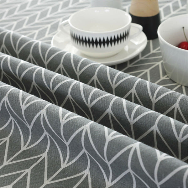 Geometric Cotton Linen Round Table Cloth Tassel Trim Dining Table Cover Deco AU