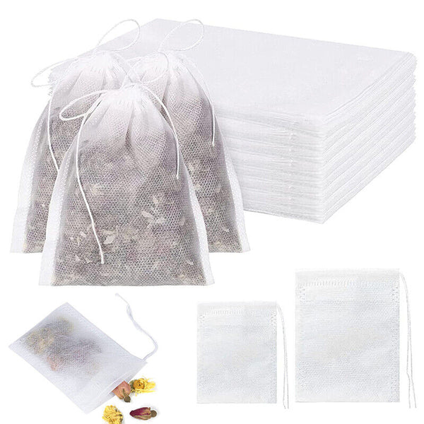 100x Empty Teabags String Heat Seal Filter Paper Herb Loose Tea Bags AU