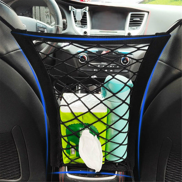 Universal Car Seat Elastic Mesh Net Trunk Cargo Luggage Storage Bag Holder Black