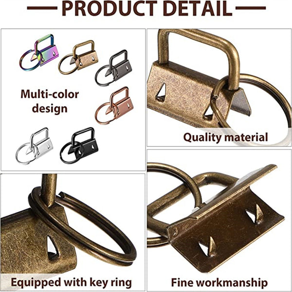 60Pcs 25mm DIY Craft Key Fob Keychain Hardware With Pliers Wristlets Tail Clip