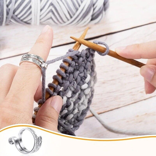 Thimble Finger Knitting Loop Crochet Ring Adjustable Yarn Guides Sewing Ring AU