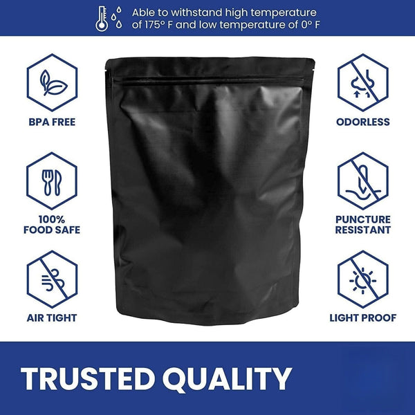 200PCS Black Aluminum Bag Mylar Foil Pouch Heat Sealer Food Storage Package Bags