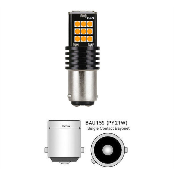 2 X 12V BAU15S 24 LED AMBER INDICATOR TURN SIGNAL CAR UTE 4WD LIGHT BULB GLOBE