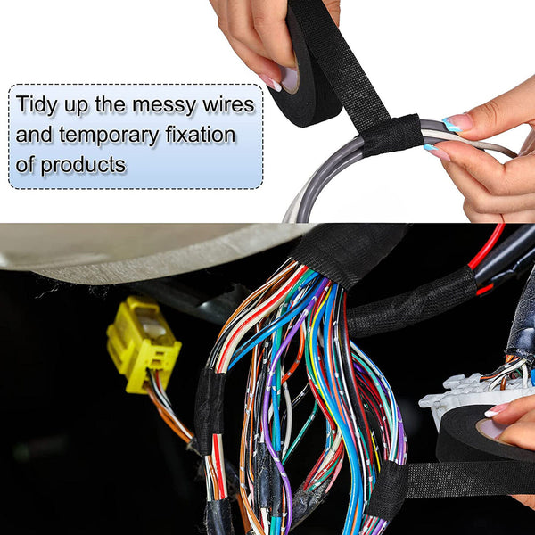 1PC 9mmx 15M Adhesive Cloth Fabric Tape Cable Loom Wiring Harness For Car Auto
